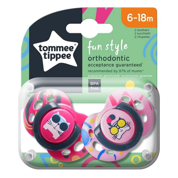 Продукт Tommee Tippee - ОРТОДОНТИЧНИ ЗАЛЪГАЛКИ - FUN STYLE 6-18М (2 бр./оп.) - 0 - BG Hlapeta